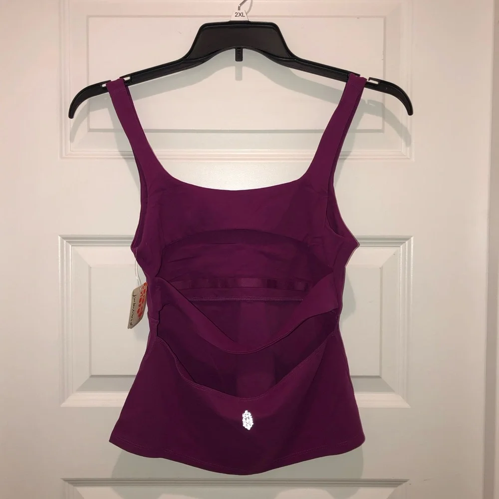 New Free People FP Movement Never Better Mulberry Long Tank Top Bra Shirt sz L - Picture 7 of 7